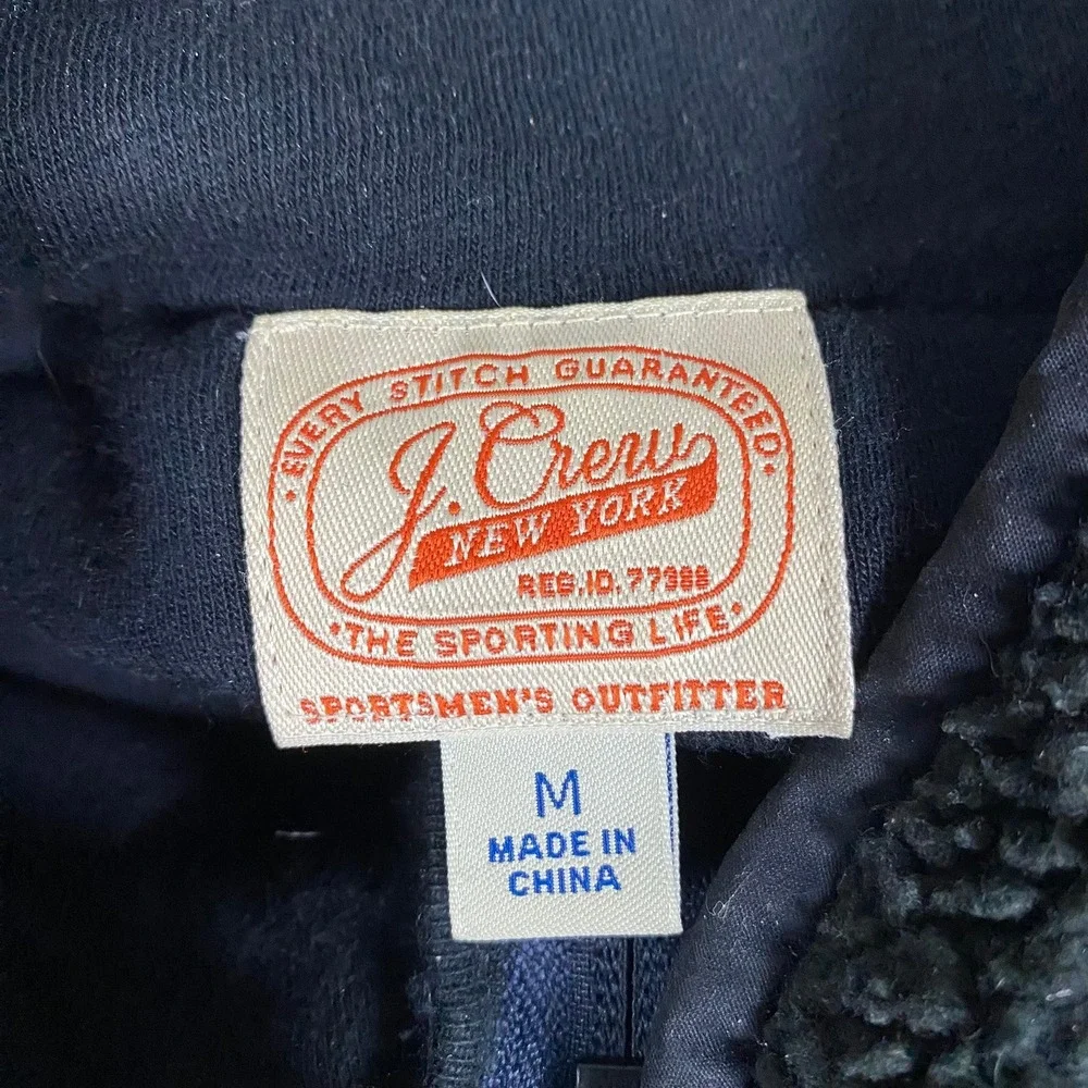 J.‎ Crew Mens Sporting Life Sherpa Fleece Full Zip Jacket Navy Blue B0987 Size M